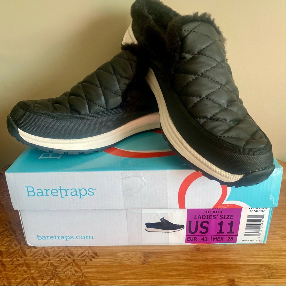 BareTraps Quilted Black Slip-On Mules with Plush Lining